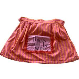 Jasper House Orange Pink Striped Half Apron Things Could Be Worse Cotton Fringe